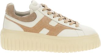 Hogan Beige Nappa Leather H-Stripes Sneakers