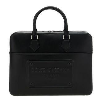 Dolce & Gabbana Leren Aktetas - Heren - Tassen - Zwart - Maat: ONE Size Leer