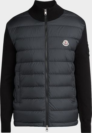 Moncler Men & apos;s Quilted Knit Hybrid Full-Zip Cardigan