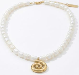 Pompeii3 Athena 18 Pearl 18k Yellow Gold Plated Pendant Necklace