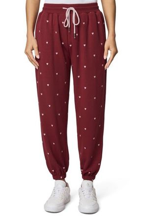 Splendid Love Lounge Embroidered Joggers in Red/White Rose at Nordstrom, Size X-Small