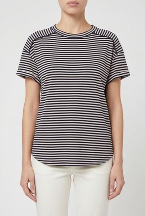 Brunello Cucinelli Beige Navy Striped Shirt, Size XXL