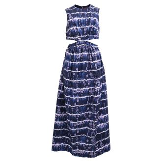 Altuzarra Ashima Shibori-Print Cutout Midi Dress in Navy Blue Cotton