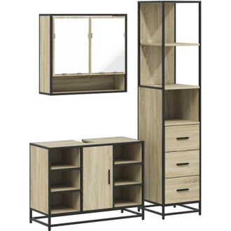 vidaXL Set Mobili da Bagno 3 pz Rovere Sonoma in Legno Multistrato - Vidaxl