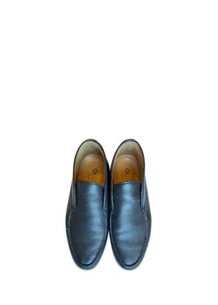 Loro Piana Navy Leather Open Walk Loafers Size 38.5