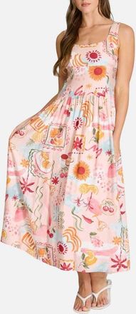 Blu Pepper Print Fit & Flare Midi Dress in Blush Multi at Nordstrom, Size Medium