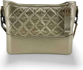 Chanel Gabrielle Quilted Aged Calfskin Gold Leather Backpack Bag (Pre-Owned)