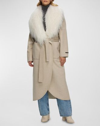 Gorski Wool and Cashmere Coat with Mongolian Shearling Collar
