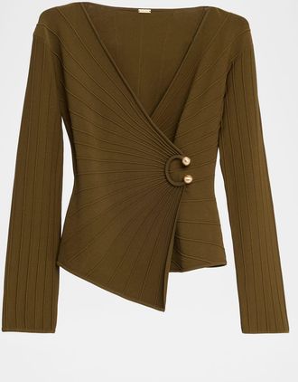 Cult Gaia Collette Long Sleeve Fixed Wrap Top