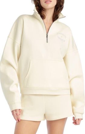 Favorite Daughter Hal Half Zip Sweatshirt in Gardenia/Light Sage at Nordstrom, Size X-Large