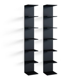 Vicco Estanter&iacute;a De Pared Paolo, Negro, 28 X 190 Cm Lote De 2, Vicco