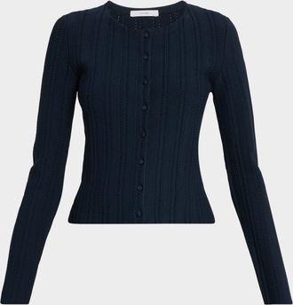 Adam Lippes Faye Cardigan in Pointelle Stitch