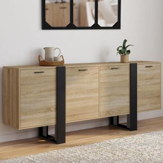 IDMarket Phoenix Xxl 200 Cm Aparador De 4 Puertas En Madera Y Negro