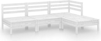 vidaXL 4 Piece Garden Lounge Set Solid Pinewood White Vidaxl
