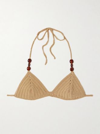 Magda Butrym Top Bikini A Triangolo In Crochet Con Perline - Neutri