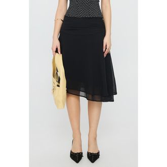 Princess Polly Evanescence Asymmetric Skirt in Black at Nordstrom, Size 10