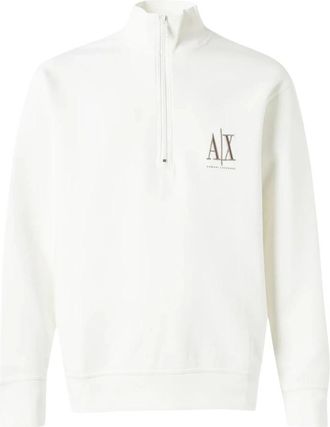 A|X Armani Exchange Half-Zip Sweatshirt - Heren - Vesten met rits - Wit - S - Katoen - Hoodies & sweatvesten
