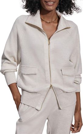 Varley Roxbury Zip-Up Sweatshirt in Ivory Marl at Nordstrom, Size X-Large