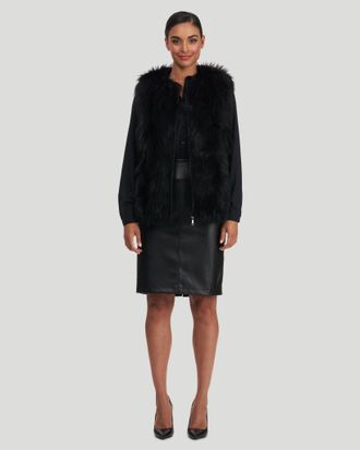 Gorski Silver Fox Zip Vest with Wool Back