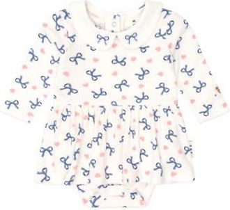 Huxbaby Hearts And Bows Romper in Almond Milk at Nordstrom, Size Newborn Au