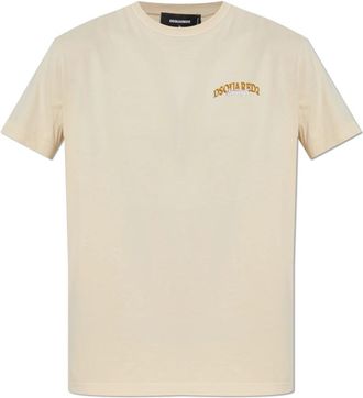 Dsquared2 T-shirt met logo - Heren - T-shirts - Beige - XS - Katoen - Tops