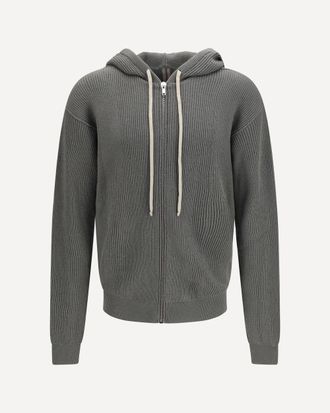 Rick Owens Ribbed virgin wool knit Hoodie Male L