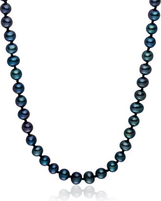 Lulu & Jane Womens Necklace Pearl - Blue Brass - One Size