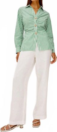 Rails Caralyn Button Front Shirt In Emerald Stripe