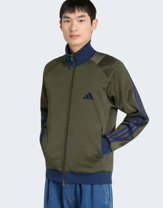 adidas Stadium - Giacca sportiva regular fit in piqu&eacute; kaki scuro-Nero