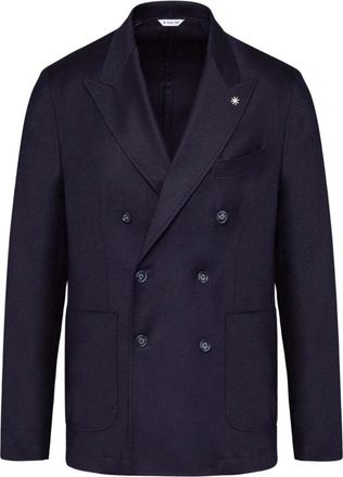 Manuel Ritz Ongevoerd Dubbelzijdig Jasje - Heren - Blazers - Blauw - 3XL - Wol - Jassen