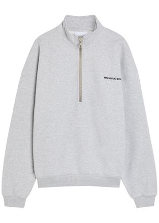 Mki Miyuki Zoku Uniform Half-zip Cotton-blend Sweatshirt - Grey - Xxl