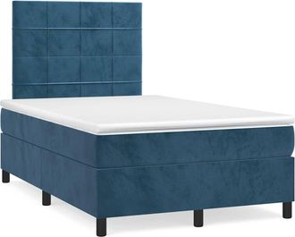 vidaXL Cama Box Spring Colch&oacute;n Y Led Terciopelo Azul Oscuro 120x190 Cm Vidaxl