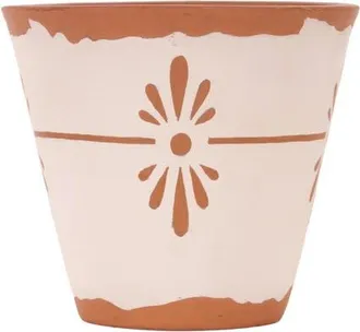 Foreside Home And Garden Lana Floral Terracotta Small Planter in White at Nordstrom