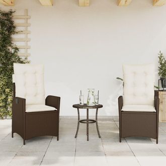 vidaXL Vidaxl - Sillones Reclinables Jard&iacute;n Con Cojines Marrones 2 Uds Rat&aacute;n Pe
