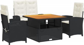 vidaXL Vidaxl - Set Da Pranzo Da Giardino 4 Pz Con Cuscini Nero In Polyrattan