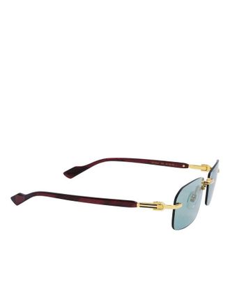 Gucci Mens Sunglasses Gold Burgundy Green Metal Acetate