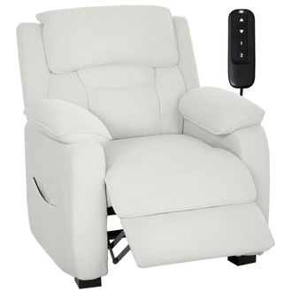HOMCOM Homcom Sill&oacute;n Relax Reclinable El&eacute;ctrico Con Motor Silencioso, Mando Con 2 Posiciones Memoria, Reposapi&eacute;s, Reposacabezas, Puerto Usb, Bolsillos, Crema