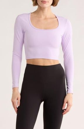 Maje Lalitha Long Sleeve Crop Top in Mauve at Nordstrom Rack, Size Medium