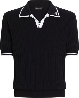 Dolce & Gabbana KNITTED TRIM POLO Size: 52, colour: NAVY