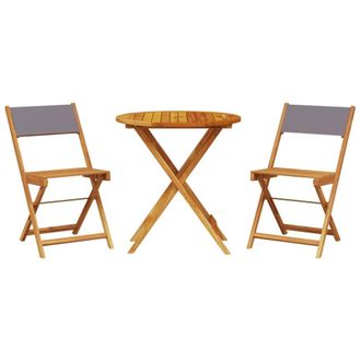 Berkfield Home 3 Piece Bistro Set Anthracite Fabric & Solid Wood in Dark Grey