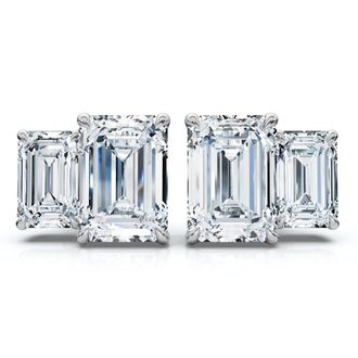 Pompeii3 1 1/2Ct Emerald Cut Toi et Moi Diamond Earrings 14k Gold Lab Grown