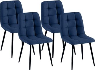 Clp Clp - Lote De 4 Sillas De Comedor Antibes Tela Azul