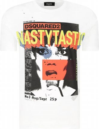 Dsquared2 Mens Front Logo Graphic Cotton T-Shirt In White