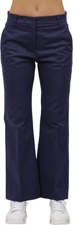Max Mara Flared Gabardine Stretch Broek - Dames - Wijde Broeken - Blauw - L - Katoen - Broeken