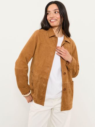 Fat Face FatFace Erin Tan Brown Petite Petite Suede Jacket