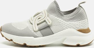 Tod's Tods Grey/white Knit Fabric Kate Slip On Sneakers