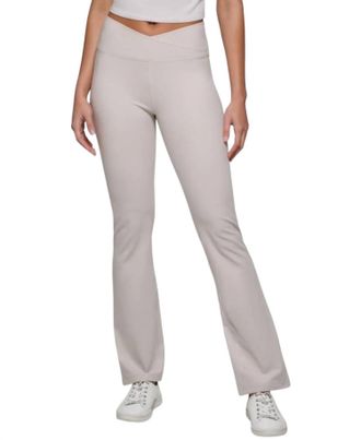 Calvin Klein Performance Crossover Waist Flare Leggings In Porcini
