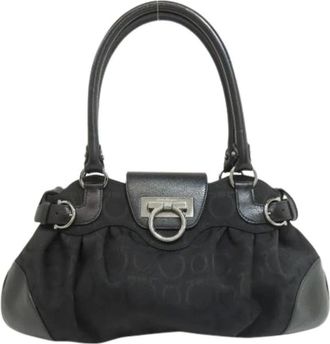 Ferragamo Pre-owned Handbags, female, Black, Size: ONE SIZE Pre-owned Canvas Handbag