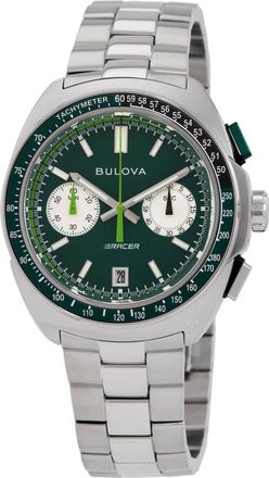 Bulova Racer Chronograph Quartz Green Dial Mens Watch 98B468