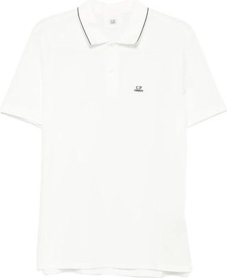C.P. Company Stretch Piquet Polo met korte mouwen en logo - Heren - Polos - Wit - S - Katoen - Tops